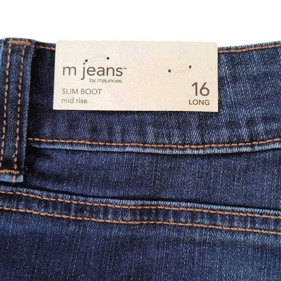 NWT Maurices Dark Blue Mid Rise SlimBoot Cut Jeans Size 16 Long - Picture 5 of 10